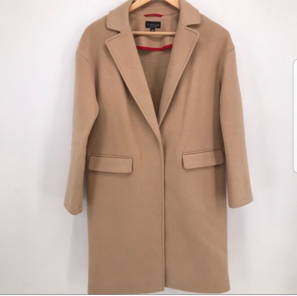 camel coat red collar